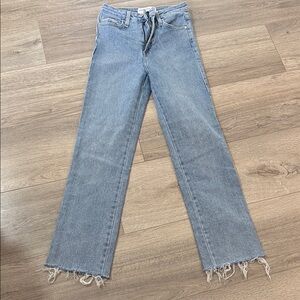 Just Black Light Blue Straight Leg Raw Hem Jeans
